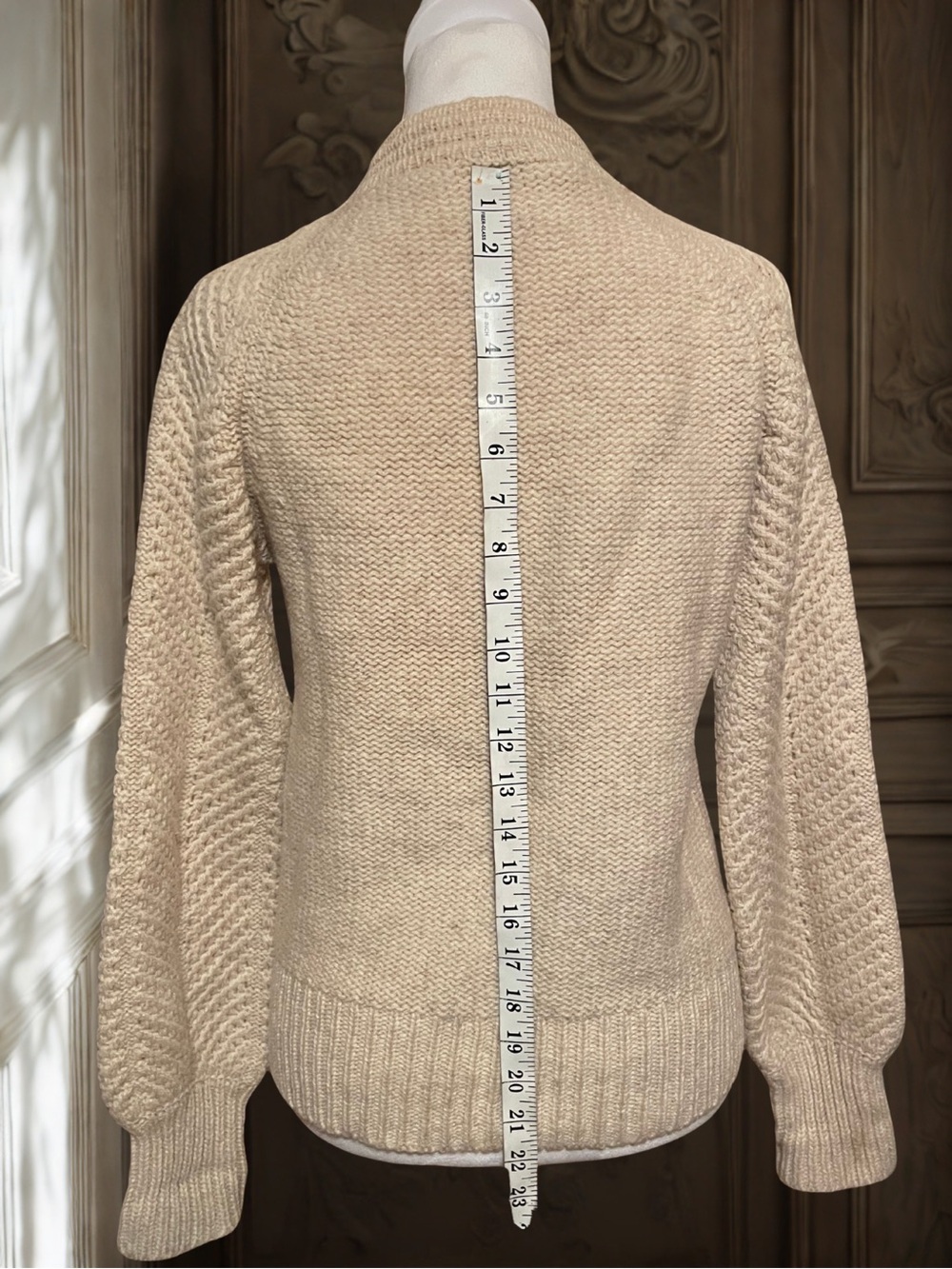 Vintage 1980s EDDIE BAUER Womens Sweater S/P Cream 100% Pure Wool Button Neck - Picture 7 of 12